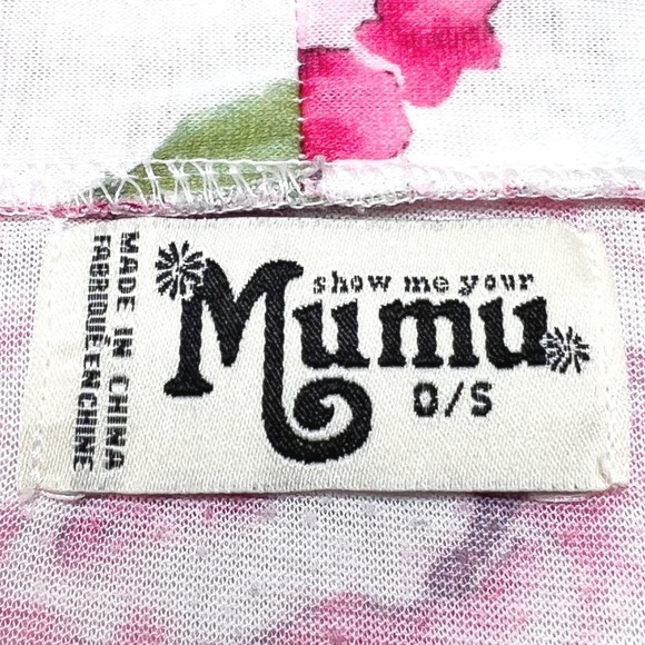 Show Me Your Mumu Women Floral Robe Pink White Botanical Short Sleeve Belted O/S - Picture 7 of 8